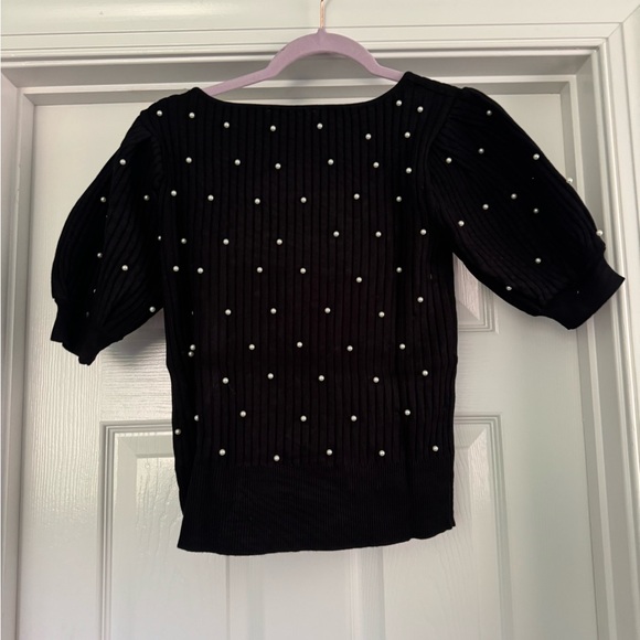 Women’s Knit Two Piece Puff Sleeve Top and Mini Skirt Set - Picture 3 of 11